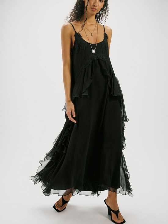 Free People Dresses & Skirts - NEW - Nigel Preston Free People Floating Angel Chiffon Maxi Dress in Black